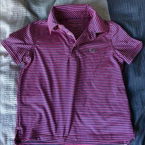 Vineyard Vines Kids Polo in Pink and Blue Stripes